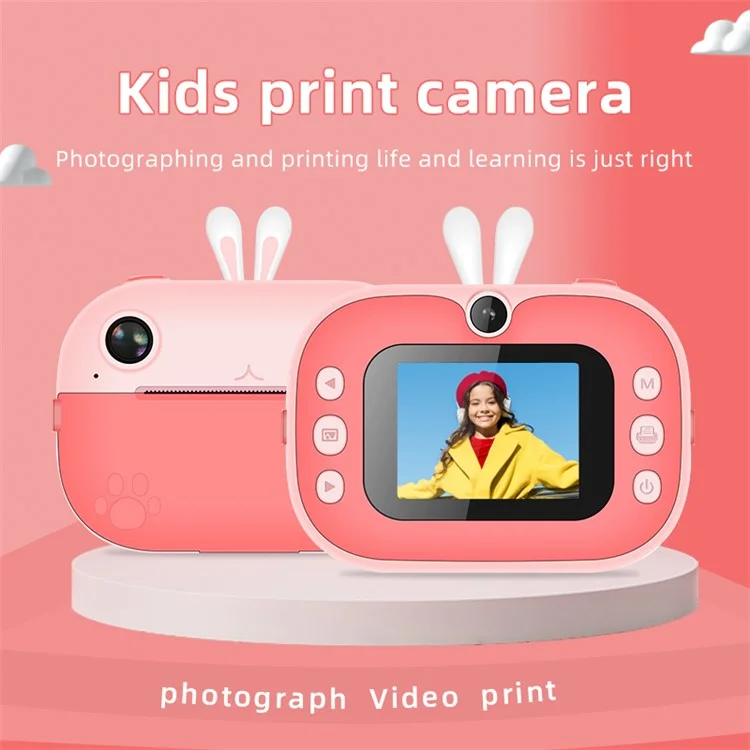 X106 Children Instant Print Camera 2.4-Inch Photo Printer with 32G Memory Card+Card Reader