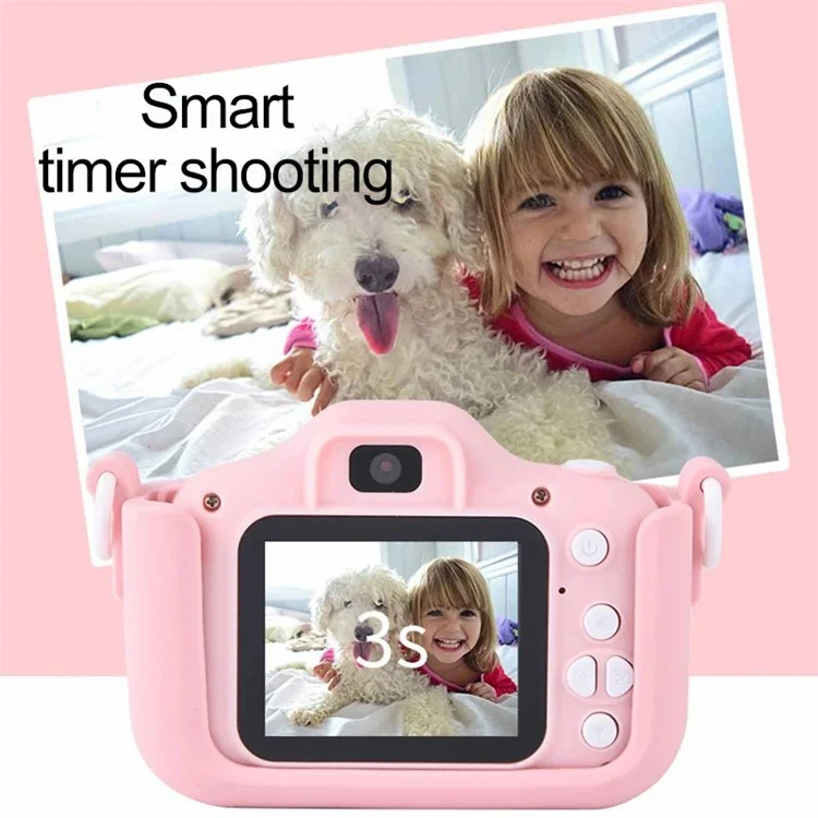 X5S Cartoon Cat 2.0-inch IPS Screen Kids Camera Rechargeable Dual Lens HD Camera Toy - Pink