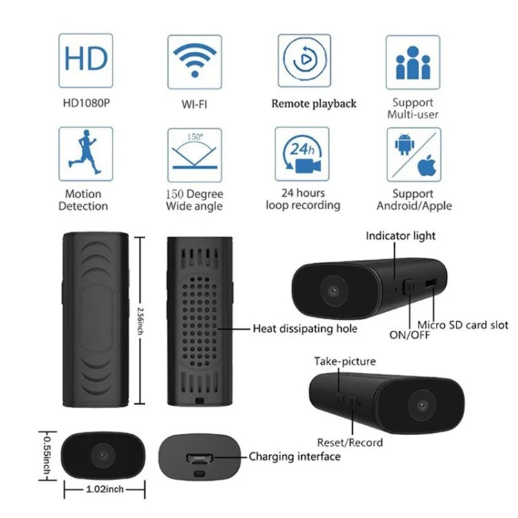 Mini WiFi Smart Surveillance Camera 1080P HD Wireless WiFi Remote View Camera Video Recorder